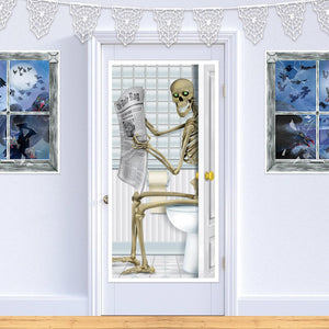 Bulk Halloween Party Skeleton Restroom Door Cover (Case of 12) by Beistle