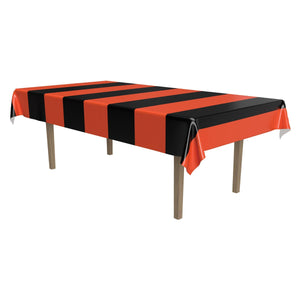 Halloween Orange/Black Stripes Tablecover - Bulk 12 Pack