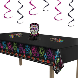 Day Of The Dead Tablecover, party supplies, decorations, The Beistle Company, Day of the Dead, Bulk, Holiday Party Supplies, Day of the Dead Decorations