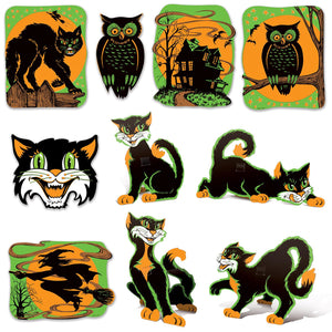 Vintage Halloween Fluorescent Cutouts - Bulk 120 Pack