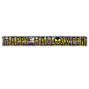 Metallic Happy Halloween Fringe Banner - Bulk 12 Pack