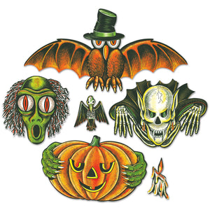 Vintage Halloween Totem Pole Cutouts - Bulk 72 Pack