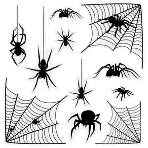 Halloween Spider/Spider Web Silhouette Clings - Bulk/12 Cling Sheets