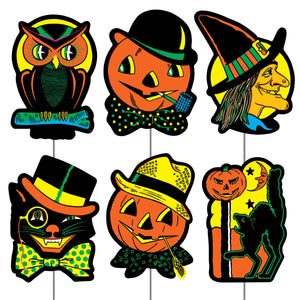 Vintage Plastic Halloween Yard Signs - Bulk 36 Pack