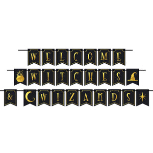 Halloween Foil Welcome Witches & Wizards Streamer - Bulk 12 Pack