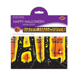 Beistle Metallic Happy Halloween Banner