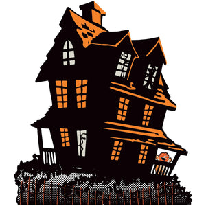 Vintage Halloween Haunted House Stand-Up Decoration - Bulk 4 Pack