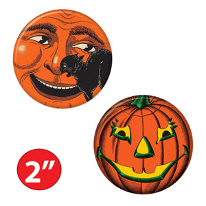 Beistle Vintage Halloween Buttons - Halloween-Vintage Decor - 2 Inch