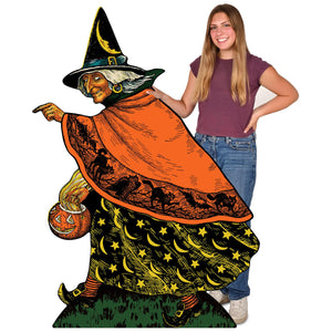 Beistle Vintage Halloween Witch Stand-Up - Easel Attached - 65 inch x 46 inch - Halloween Decor