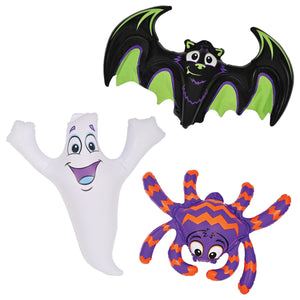 Halloween Inflatable Bat, Ghost/Spider 3 Piece Set - Bulk/12 Sets