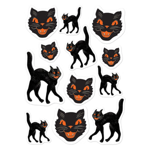 Vintage Halloween Black Cat Stickers - Bulk/48 Sticker Sheets