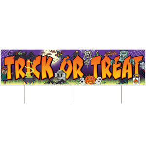 Halloween Plastic Jumbo Trick Or Treat Yard Sign - Bulk 6 Pack