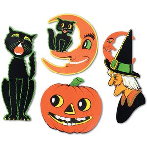 Vintage Halloween Packaged Cutouts - Bulk 48 Pack