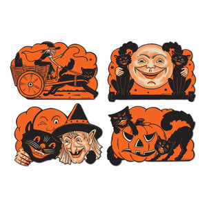 9 Inch Vintage Halloween Cutouts - Bulk 48 Pack