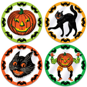 Plastic Vintage Halloween Round Placemats - Bulk 48 Pack