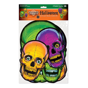 Bulk Vintage Halloween Nite-Glo Skull Cutouts (Case of 72) by Beistle