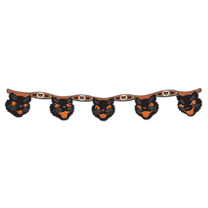 Vintage Halloween Jointed Cat Streamer - Bulk 12 Pack