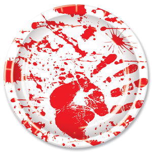 Halloween Bloody Handprints Paper Plates 9 inch - Bulk 96 Pack