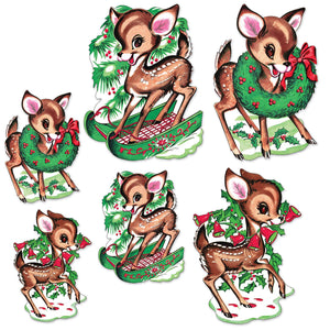 Vintage Christmas Reindeer Cutouts - Bulk 72 Pack