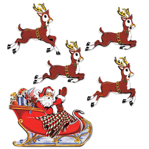 Vintage Christmas Santa/Sleigh Cutouts - Bulk/60 Cutouts