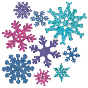 Christmas Snowflake Cutouts- Asst Colors - Bulk 108 Pack