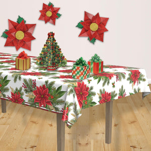 Bulk Poinsettia Tablecover (12 Pkgs Per Case) by Beistle