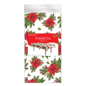 Bulk Poinsettia Tablecover (12 Pkgs Per Case) by Beistle