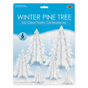 Bulk 3-D Clear Plastic Winter Pine Tree Ctrpcs (Case of 72) by Beistle