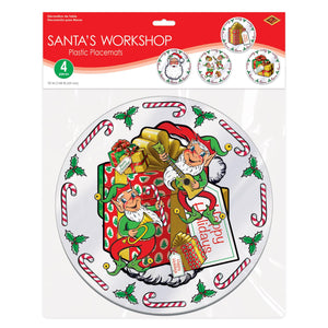 Beistle Plastic Santa's Workshop Round Placemats