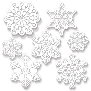 Christmas Plastic Clear Die-Cut Snowflakes - Bulk 84 Pack