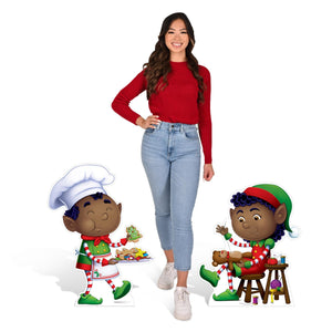 Beistle Elves Stand-Ups - Christmas/Winter Novelty - 29 Inch x 24 Inch & 33.5 Inch x 25.25 Inch