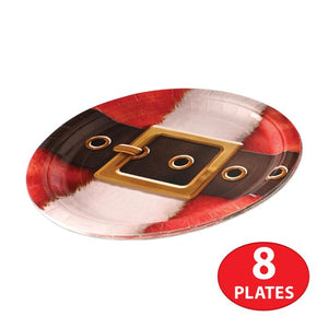 Beistle Bulk Santa's Belt Buckle Paper Plates - 96 Pack