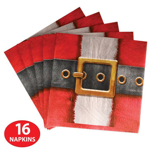 Beistle Bulk Santa's Belt Buckle Paper Luncheon Napkins - 192 Pack