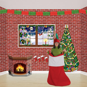 Bulk Christmas Brick Wall Backdrop Decoration (Case of 6) by Beistle