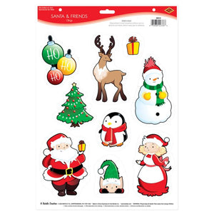 Beistle Bulk Santa/Friends Cling Sheet - 12 Cling Sheets