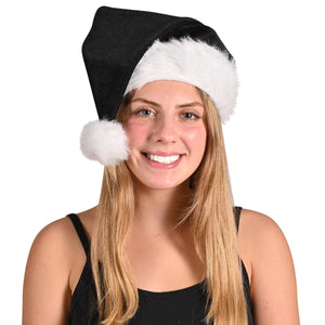 Black Santa Hat - Bulk 12 Pack