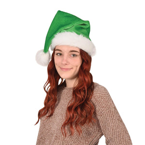 Bulk Green Santa Hat with Plush Trim (Case of 12) by Beistle