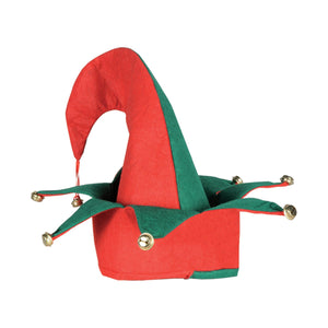 Christmas Felt Elf Hat with Bells - Bulk 12 Pack