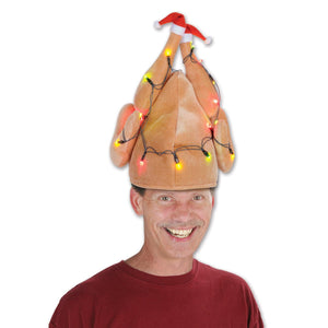 Bulk Christmas Plush Light-Up Christmas Turkey Hat (Case of 6) by Beistle