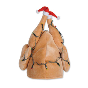 Plush Light-Up Christmas Turkey Hat - Bulk 6 Pack