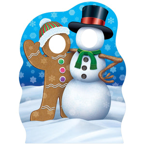 Gingerbrd Man&Snowman Photo Prop Stand-Up Decoration - Bulk 4 Pack