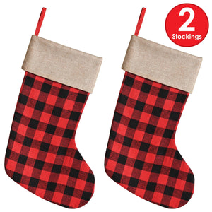 Bulk Red and Black Plaid Stocking (Case of 12) by Beistle