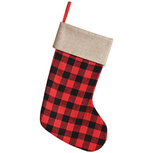 Christmas Red and Black Plaid Stocking - Bulk 12 Pack