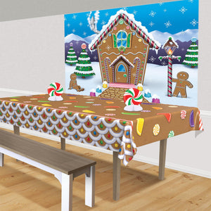 Christmas Gingerbread House Fabric Backdrop (1/Package)