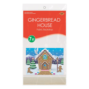 Christmas Gingerbread House Fabric Backdrop (1/Package)