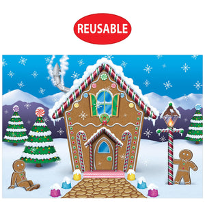 Christmas Gingerbread House Fabric Backdrop (1/Package)