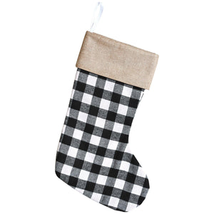 Christmas Black and White Plaid Stocking - Bulk 12 Pack