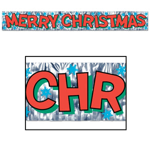 Metallic Merry Christmas Fringe Banner - Bulk 12 Pack