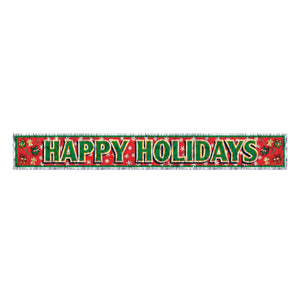 Metallic Happy Holidays Fringe Banner - Bulk 12 Pack