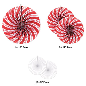 Bulk Peppermint Accordion Paper Fans (Case of 60) by Beistle